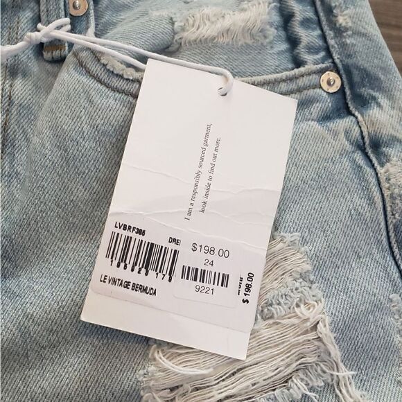 Frame Le Vintage Bermuda Distressed Denim Shorts In Drenched Size 24 NWT - Picture 15 of 16